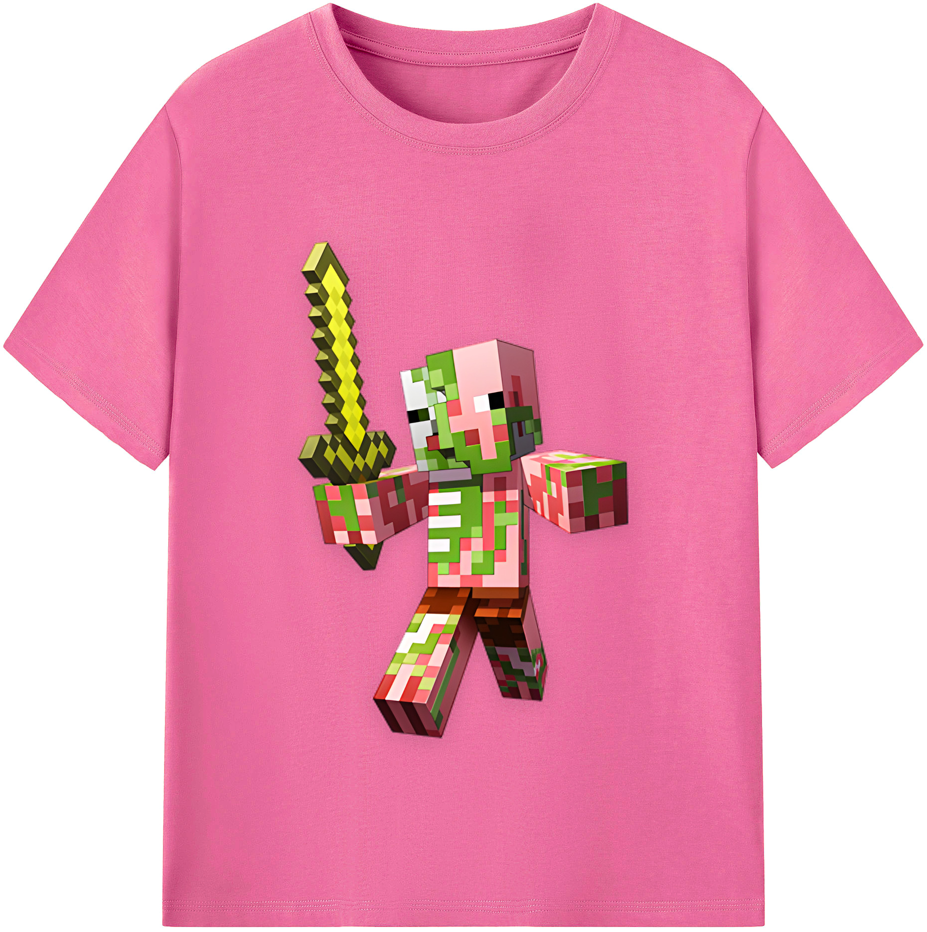 （画像用） マインクラフト ブロックの世界 Minecraft MC Block world レディースカジュアルプリントTシャツ（綿100％）
